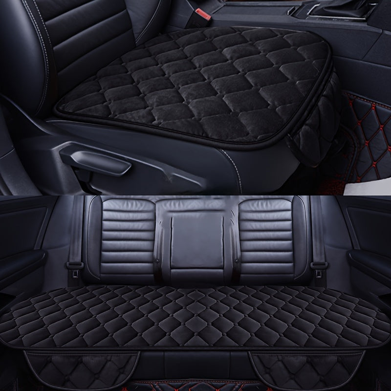 3pcs Car Seat Cushion Set Non-slip Winter Warm Seat Protector Universal