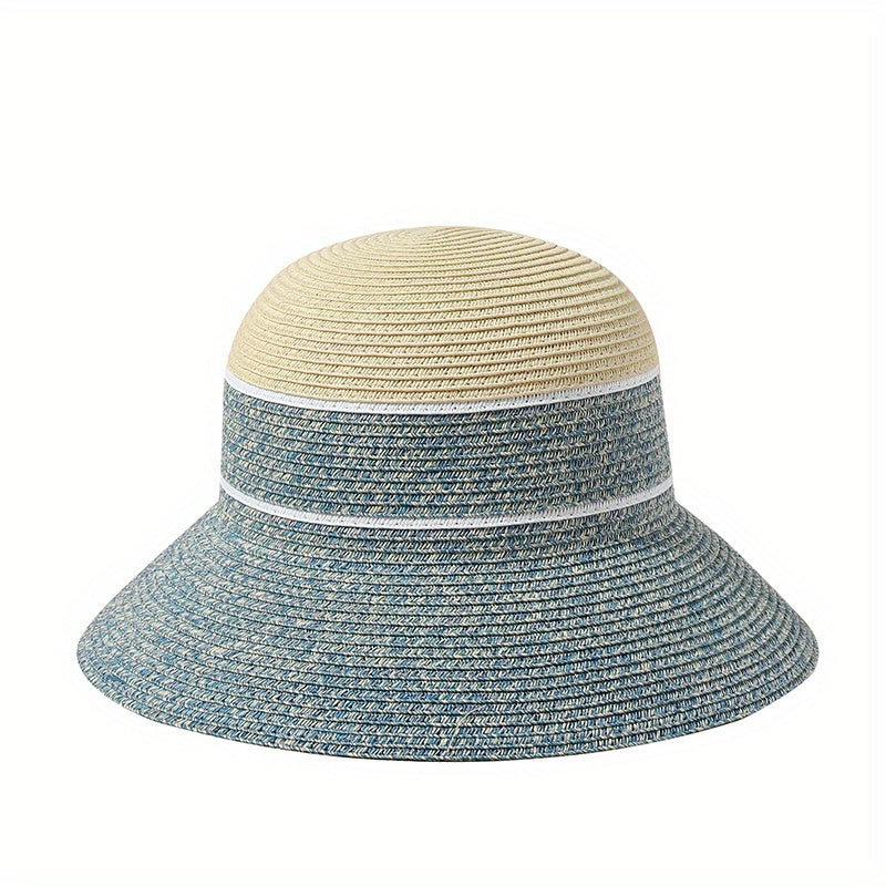 Striped Crochet Sun Hat Lightweight Casual Straw Hat For Women