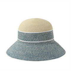 Striped Crochet Sun Hat Lightweight Casual Straw Hat For Women