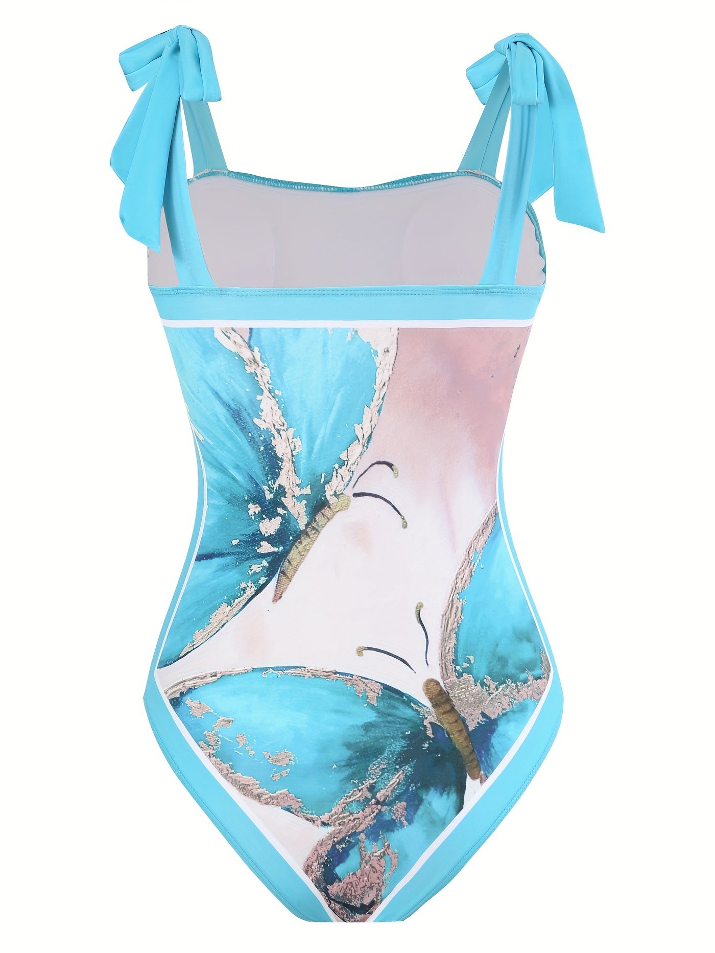 Butterfly Print One Piece Swimsuit & Cover Up Skirt