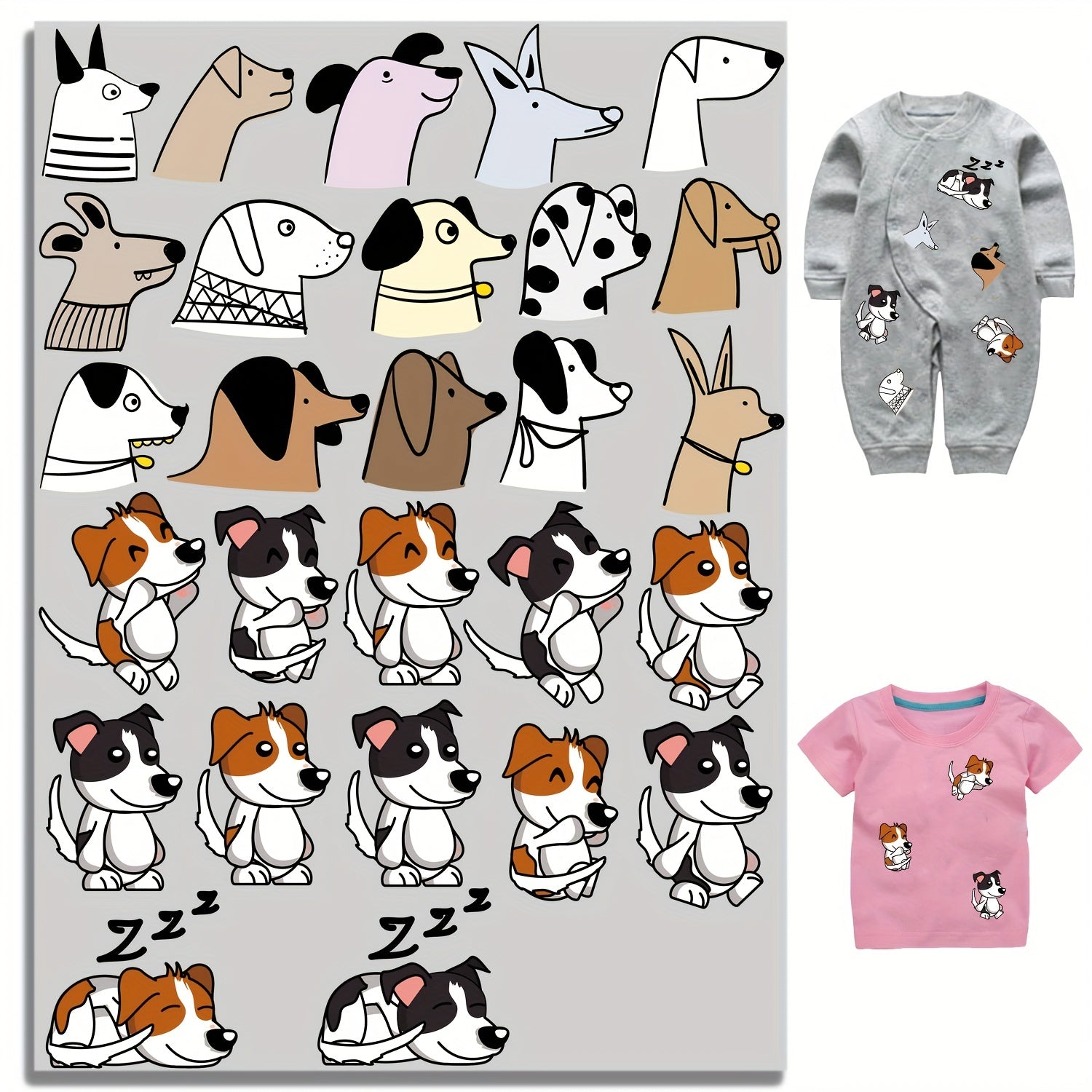 27pcs Dog Iron-On Sticker Patch Animal Heat Transfer DIY T-shirt Jeans Decor