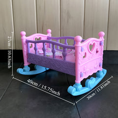 Heart Shaped Doll Toy Bed with Flower Patterns - Princess Playhouse Accessory