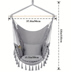 Hammock Chair Hanging Rope Swing 500 Lbs 2 Cushions Included Comfort Hanging Cha