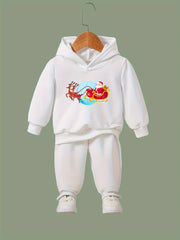 Girls Cartoon Santa Claus Hoodie Sweatshirt & Sweatpants Set