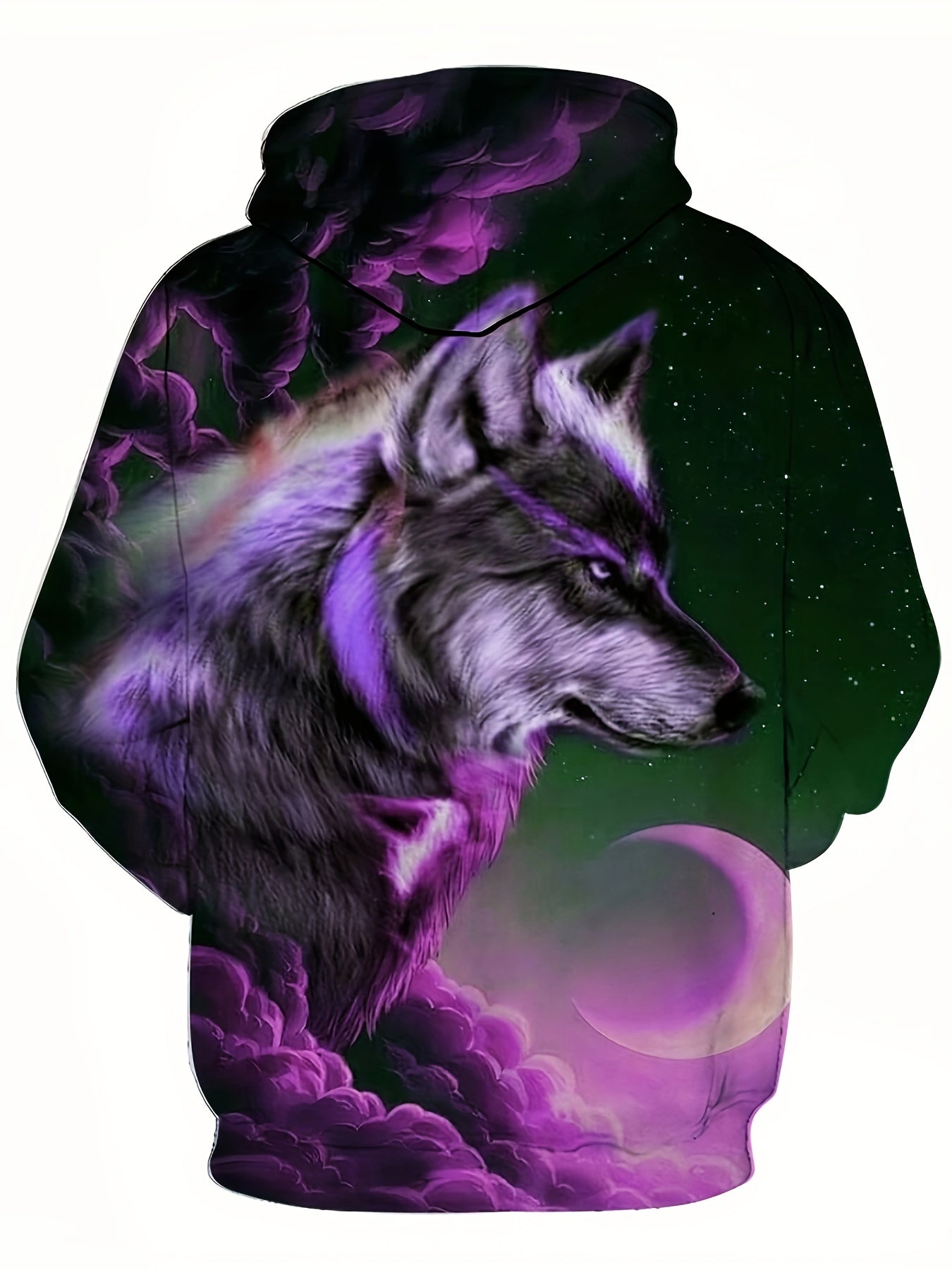 Wolf Print Hoodie Men's Pullover Sweatshirt