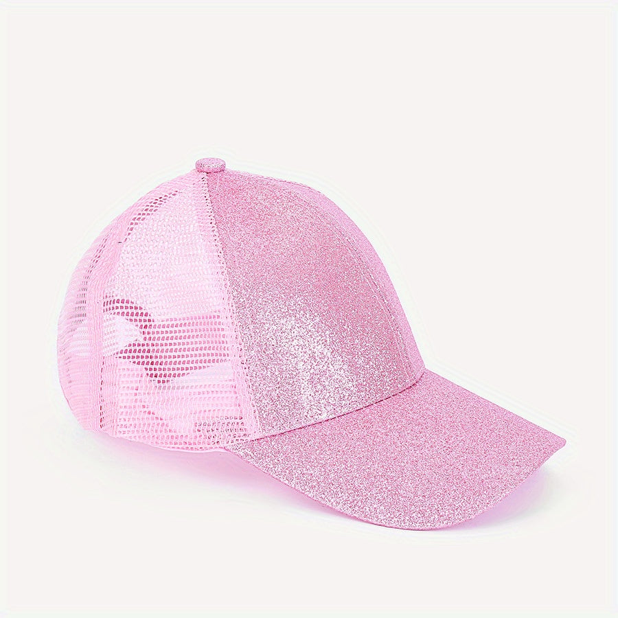Girls Glitter Baseball Cap Mesh Sunshade Hat Outdoor Activities