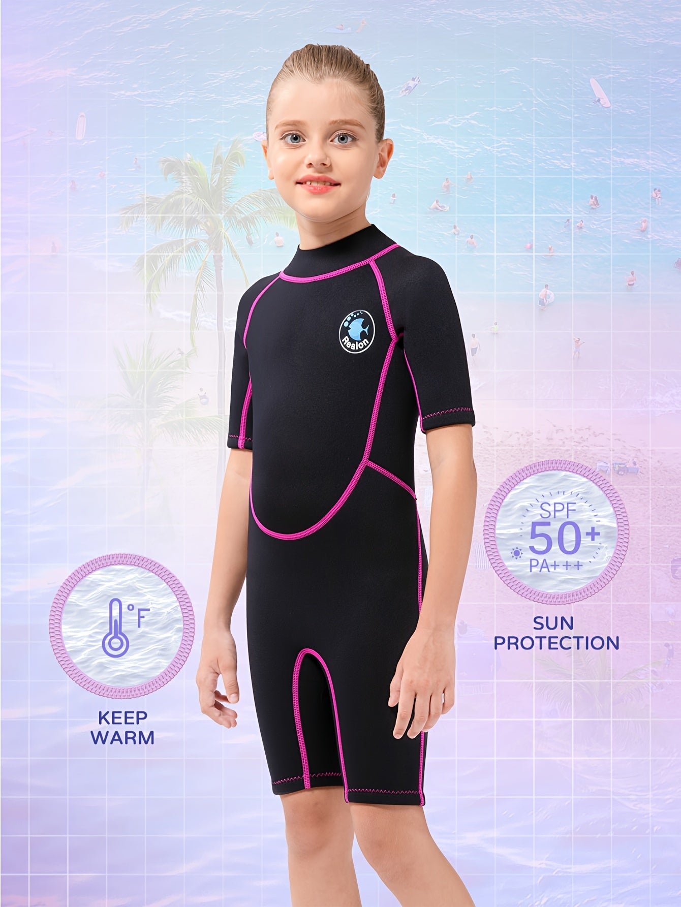 REALON Kids 2mm Shorty Wetsuit For Girls Boys