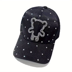 Rhinestone Teddy Couple Baseball Cap Cartoon Bear Sun Hat