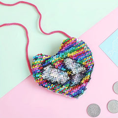 Kids Sequin Heart Crossbody Bag Coin Purse for Girls