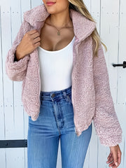 Fuzzy Coat Zip Up Long Sleeve Winter Outerwear