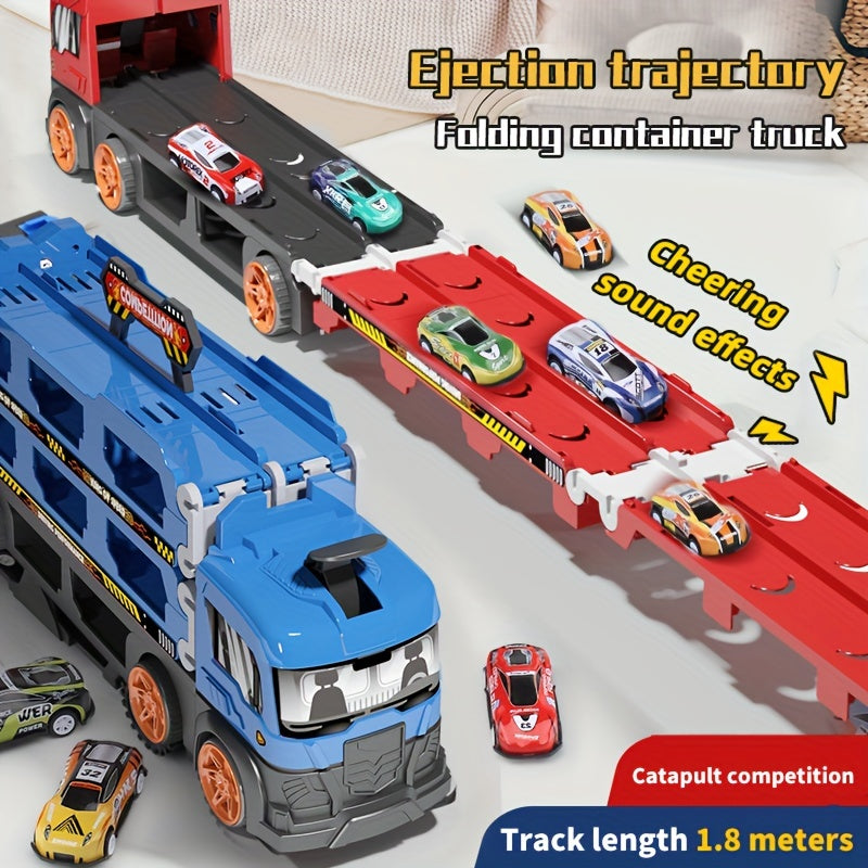 Deformation Ejection Track Car Alloy Storage Cargo Truck Toy for Kids