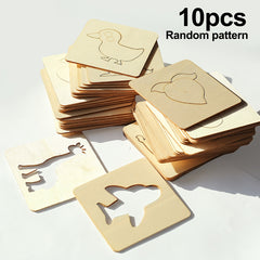 Wooden Hollow Painting Stencils Animal Fruit Patterns Doodle Templates