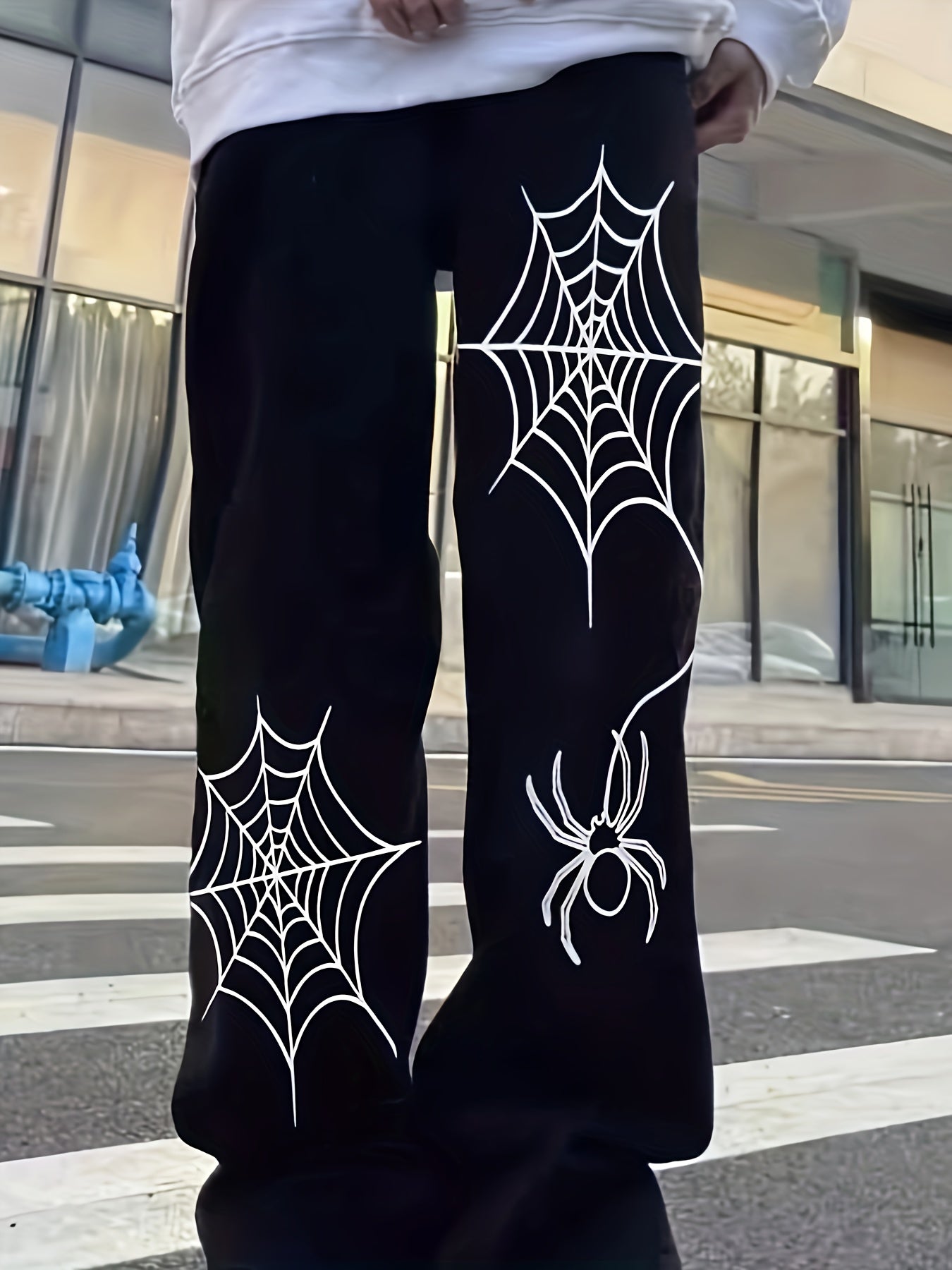 Spider & Web Print Jeans Mens Casual Denim