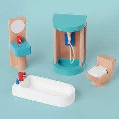 Wooden Bedroom Toys 7 Sets for Children Pretend Play Home Bedroom