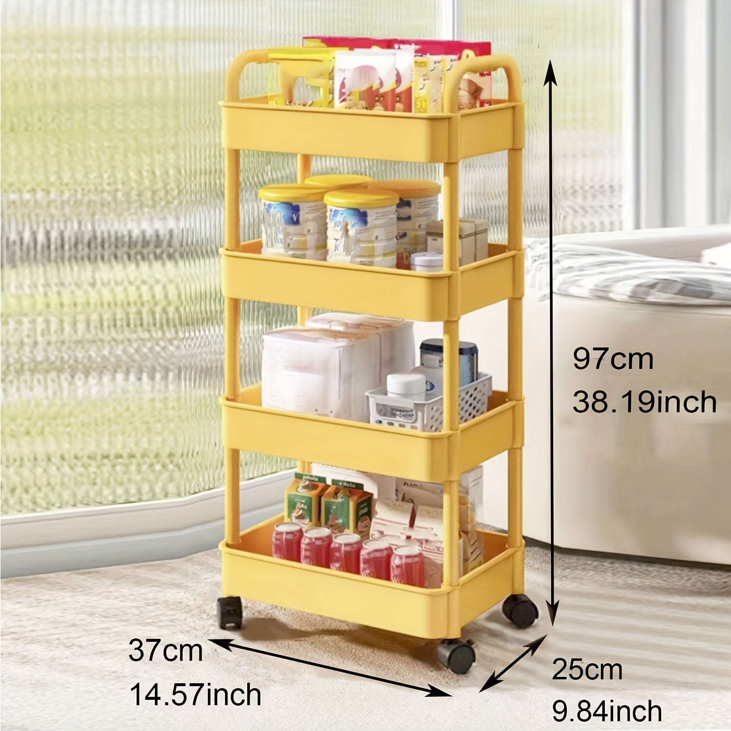 Removable Storage Rack Kitchen Utility Cart Plastic Storage Cart