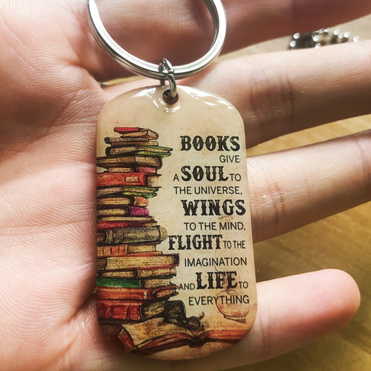 Universe Soul Keychain Colorful Print Stainless Steel Tag Keyring