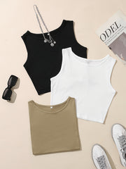 3-Piece Solid Tank Top Set - Women's Clothing