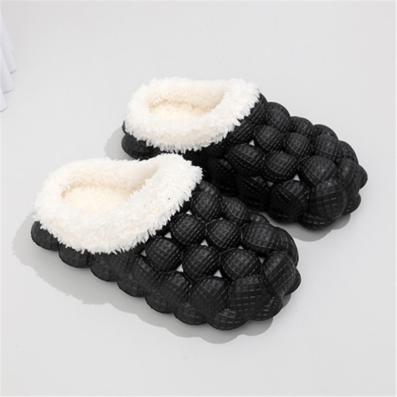 Women's Fleece Bubble Slides Warm Soft Shoes