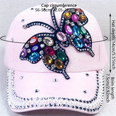 Butterfly Patch Y2K Baseball Cap Rhinestone Pink Dad Hat