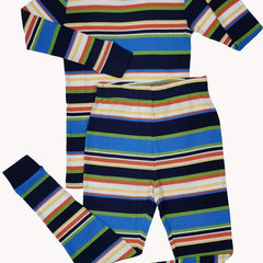 Boys 2pcs Pajamas Set Long Sleeve Top & Pants Stripe Print Comfortable Homewear
