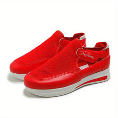 Women's Knit Platform Sneakers Cutout Hook & Loop Shoes