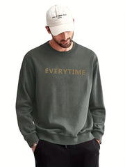 EVERYTIME Print Sweatshirt Men's Casual Graphic Crew Neck Pullover Sweatshirt