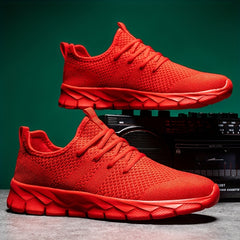 Red Lace Mesh Running Shoes for Women