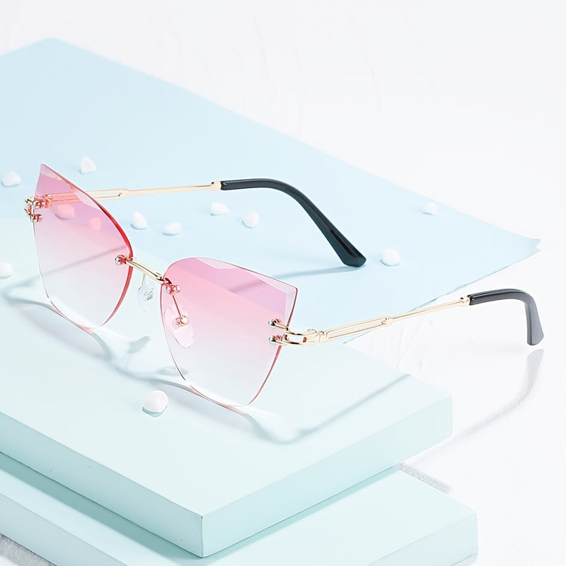 Oversized Cat Eye Sunglasses Metal Frame Stylish Women