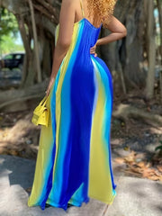 Tie Dye V Neck Loose Cami Maxi Dress Women's Plus