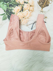 Floral Print Front Buckle Bra Wireless