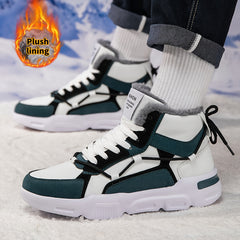 Men's Color Block High Top Snow Boots Warm Plush Lining