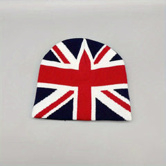 Fashionable Windproof Knit Beanie Hat With UK Flag Embroidery