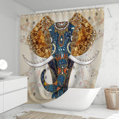 Elephant Flower Shower Curtain with Plastic Hooks