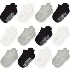 12 Pairs Boys Kids Socks With Grips Breathable Comfy Toddlers Children