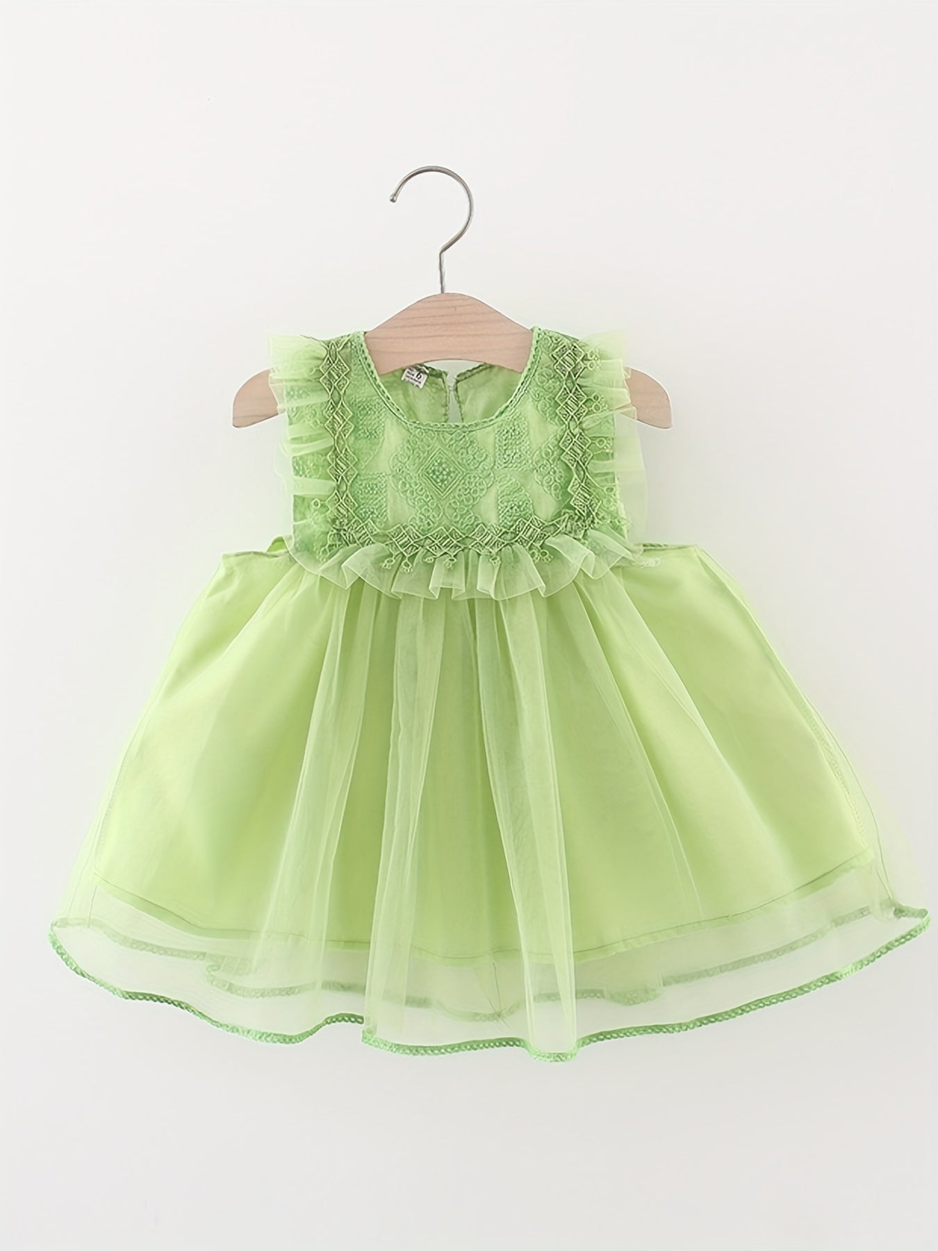 Girls Sweet Boho Style Mesh Puffy Skirt Dress with Back Bow