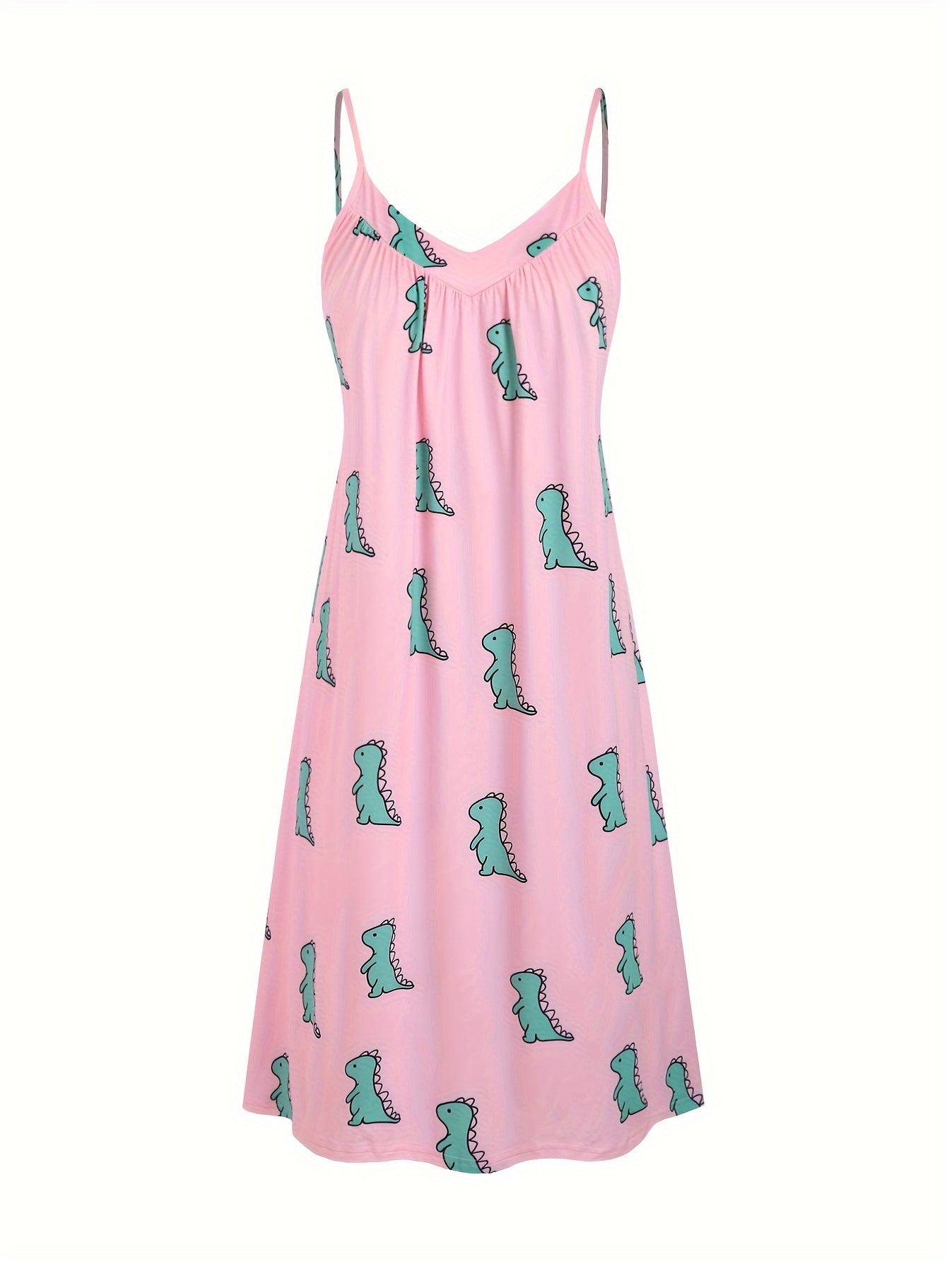 Dinosaur Print V Neck Cami Sleep Dress