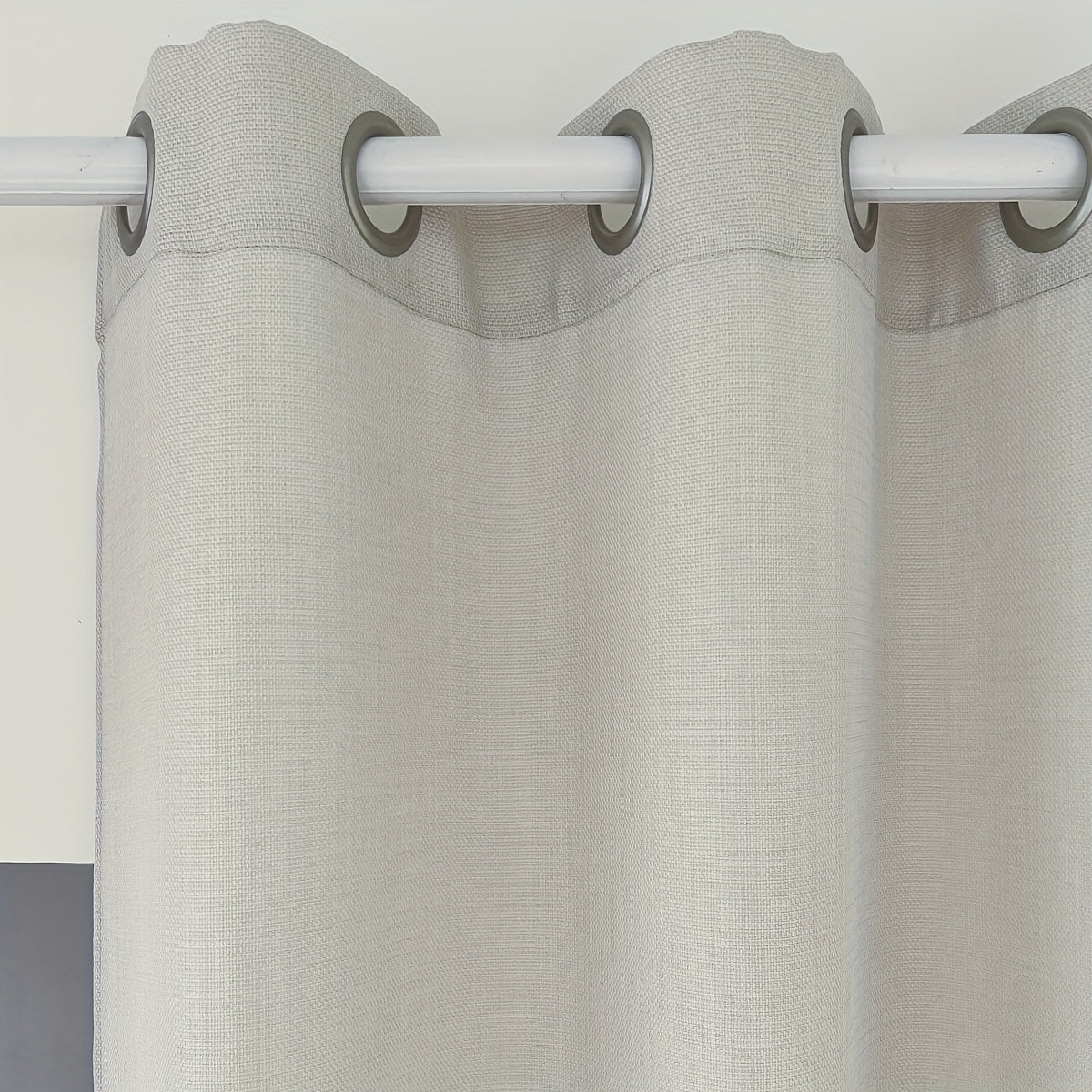 2 Panels Faux Linen Curtains Grommet Top Light Filtering Privacy Curtains