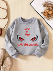 Girls' Cartoon Eyeballs Crew Neck Sweatshirt for Halloween Party