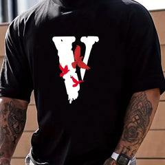 V & Pigeon Print Men's Graphic Crew Neck T shirt Casual Tee for Summer