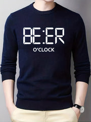 BEER Print Knitted Sweater Men's Pullover