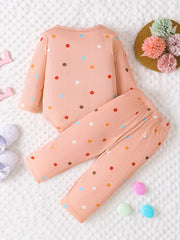 2pcs Baby Girls Polka Dot Onesie & Pants Set