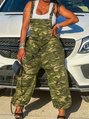 Camo Print Criss Cross Overalls