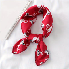 Cartoon Animal Print Bandana Satin Square Scarf Neckerchief Head Wrap