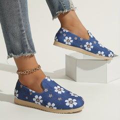 Women's Floral Print Loafers Slip On Canvas Shoes