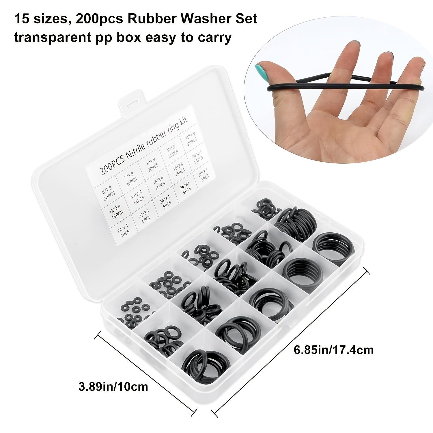 200 Pcs O Rings Gasket Kit Plumbing Rubber Washers