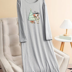 Women's Plus Christmas Tree & Cow Print Tee
