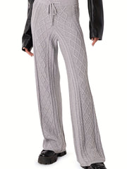 Street Style Sweater Pants Elastic Drawstring High Rise