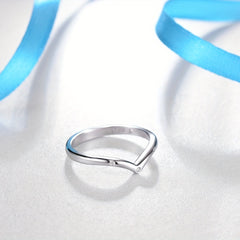 925 Sterling Silver V Ring with Cubic Zirconia | V Symbol Victory | Girls Gift