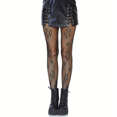 Pentagram Fishnet Pantyhose High Waist Mesh Stockings