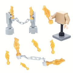 6pcs Small Particle Weapon Master Dragon Head Chain Figure Handle Assembly Toy